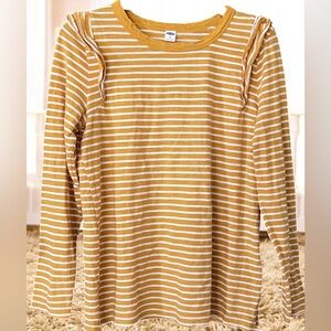 Old Navy Mustard and White Striped Tee/M